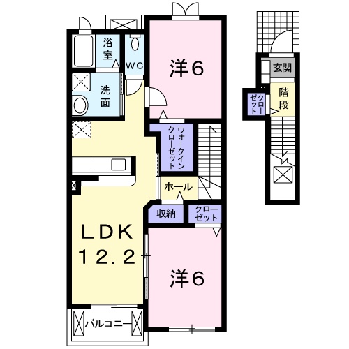 【岡山市東区西大寺東のアパートの間取り】