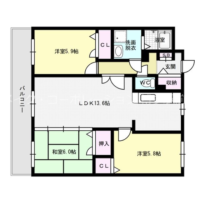 福岡市博多区青木のマンションの間取り