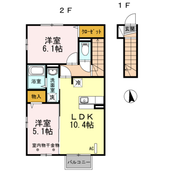 郡山市新屋敷のアパートの間取り