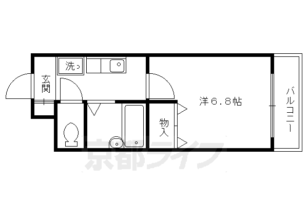 【京都市北区上賀茂向縄手町のマンションの間取り】