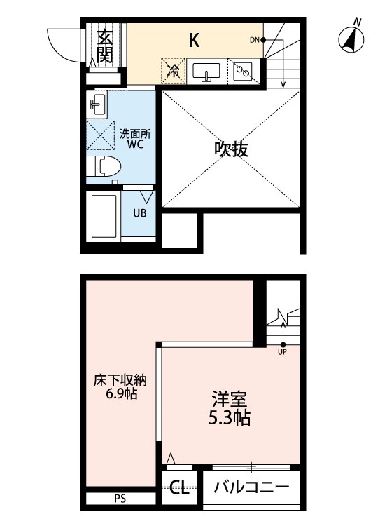 熊本市中央区琴平のアパートの間取り