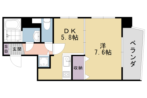 京都市右京区西院東中水町のマンションの間取り