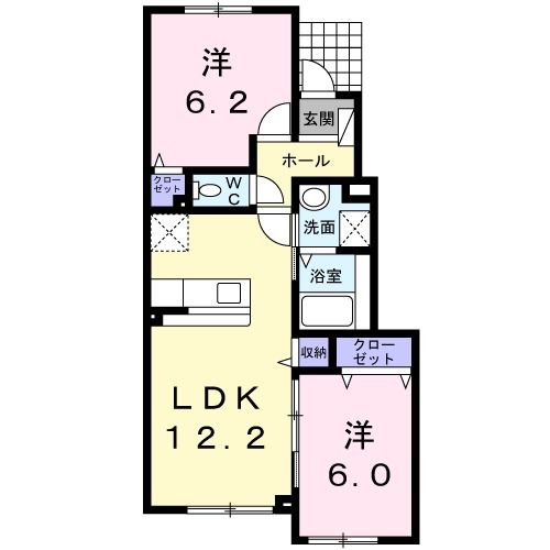 函館市桔梗町のアパートの間取り