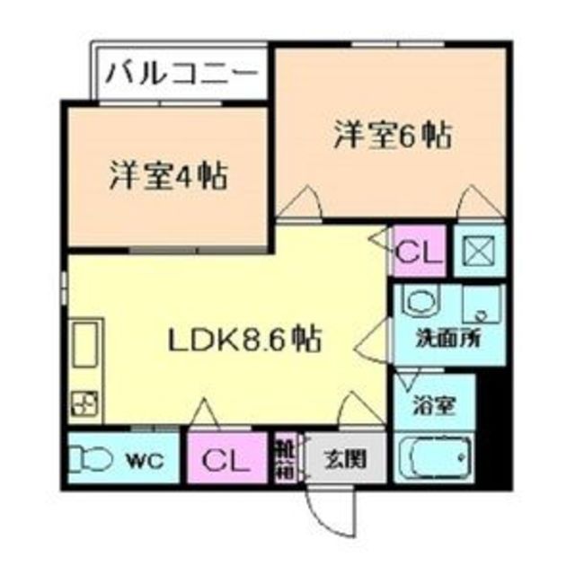 東大阪市大蓮東のアパートの間取り