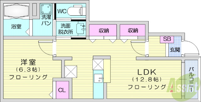 仙台市太白区四郎丸のアパートの間取り