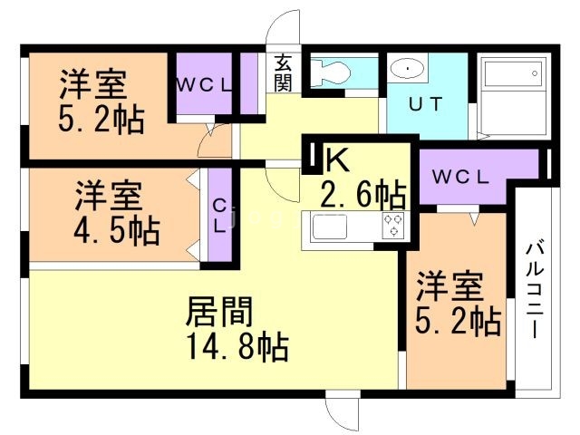 札幌市豊平区平岸二条のマンションの間取り