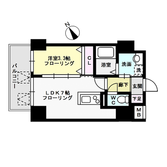 福岡市博多区中洲のマンションの間取り