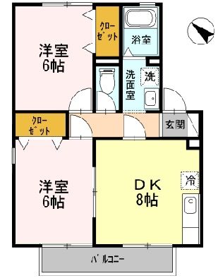 静岡市清水区草薙杉道のアパートの間取り