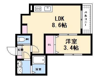 広島市西区草津東のアパートの間取り