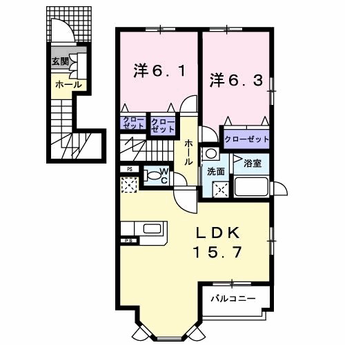 クローバー三城Ａの間取り