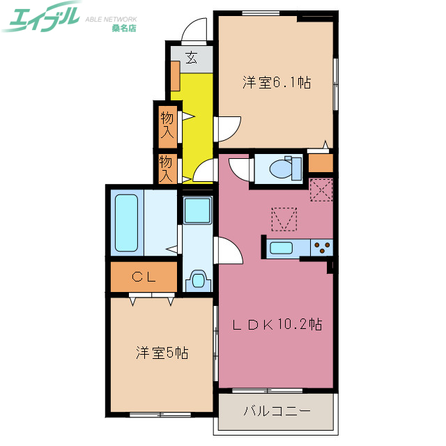 桑名市大字森忠のアパートの間取り