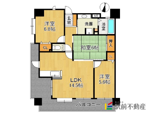 地下鉄空港線 大濠公園駅 徒歩13分 15階建 築21年の間取り写真