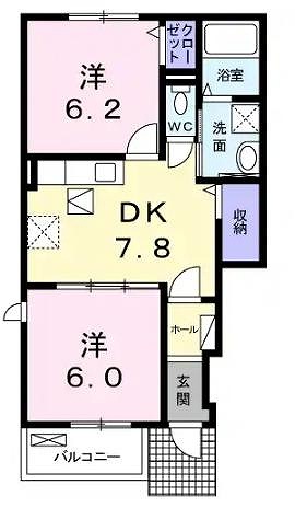 廿日市市六本松のアパートの間取り