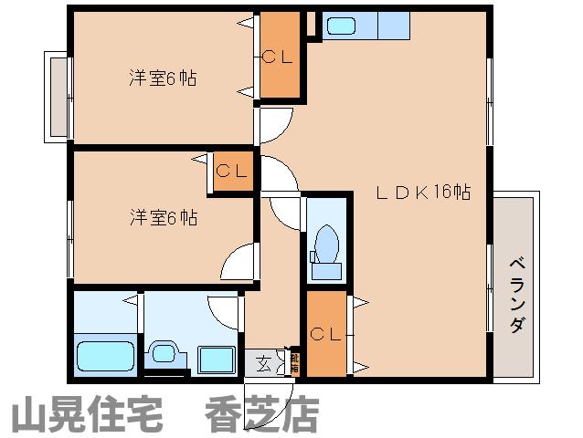 香芝市今泉のマンションの間取り