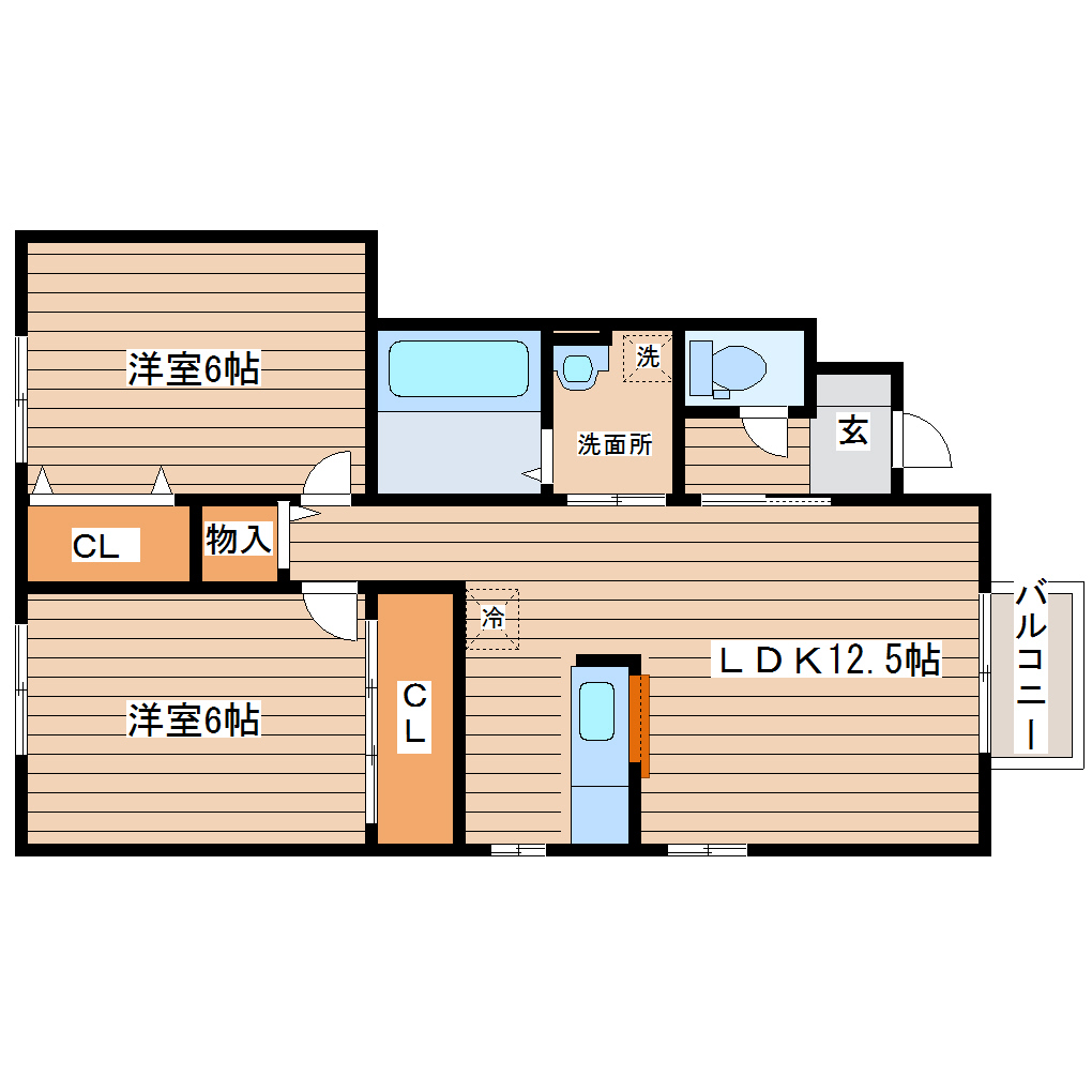 仙台市青葉区栗生のアパートの間取り