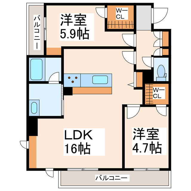 熊本市西区横手のマンションの間取り