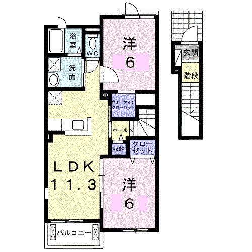 綾歌郡綾川町小野のアパートの間取り