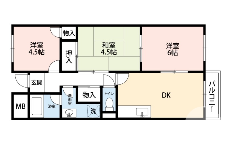 堺市北区百舌鳥本町のマンションの間取り