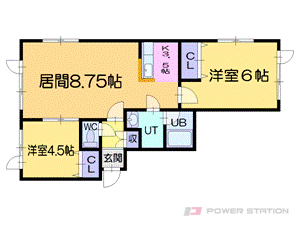 小樽市新光のアパートの間取り