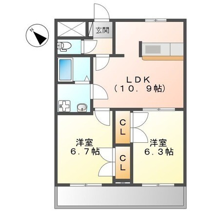 知多郡東浦町大字緒川のアパートの間取り