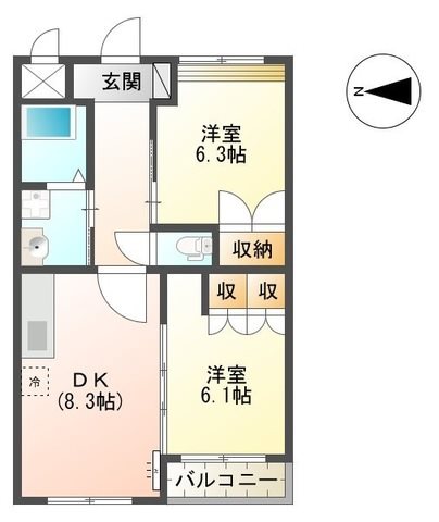 【鹿児島市山田町のアパートの間取り】