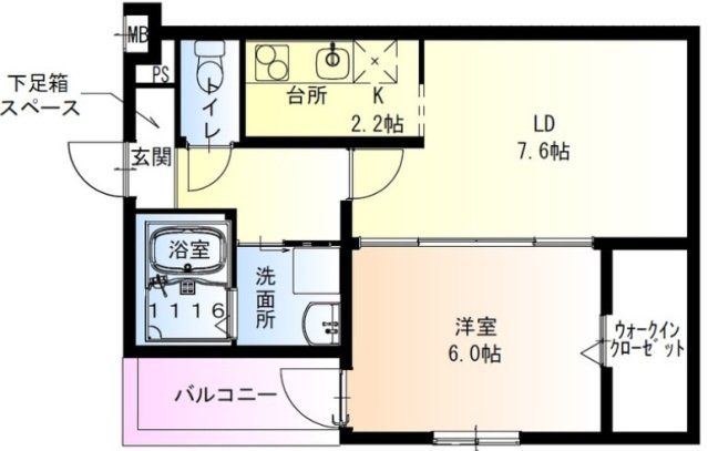 東大阪市横沼町のアパートの間取り