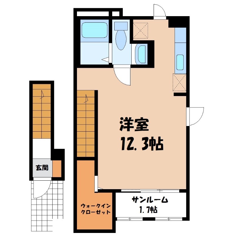 栃木市日ノ出町のアパートの間取り