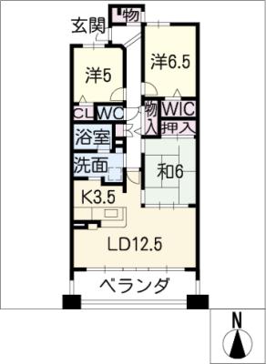 ライオンズ岐阜セントマークス壱番館1309の間取り