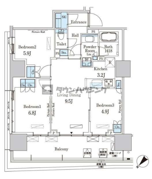 中央区晴海のマンションの間取り