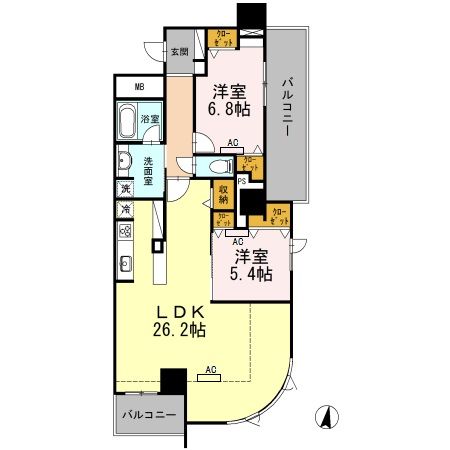 豊橋市東小田原町のマンションの間取り