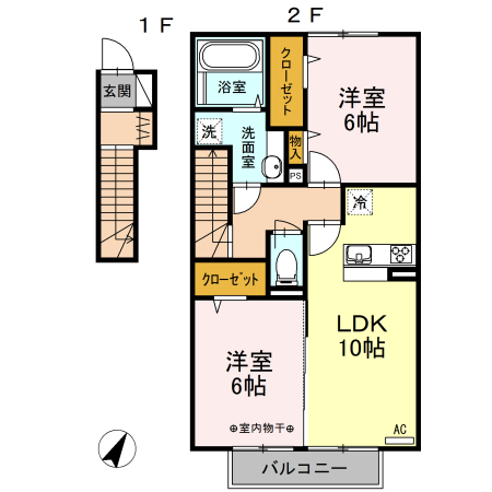 中巨摩郡昭和町西条新田のアパートの間取り