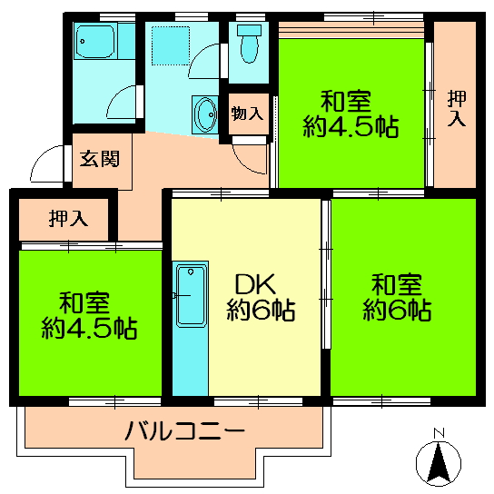 西大寺住宅6号棟の間取り