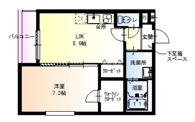 尼崎市東桜木町のアパートの間取り