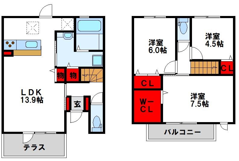 【古賀市今の庄のアパートの間取り】