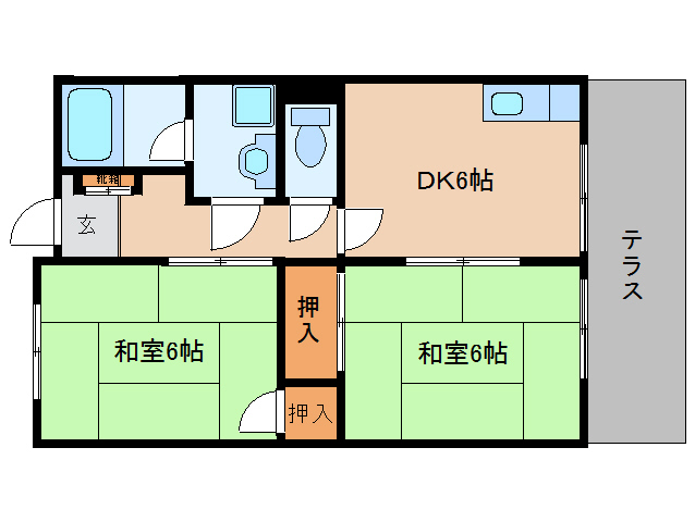 五條市住川町のアパートの間取り