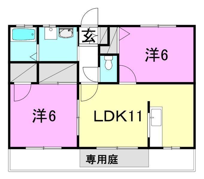 東温市田窪のアパートの間取り