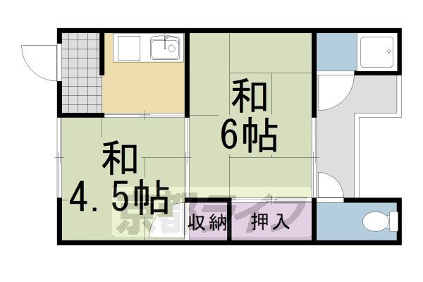 京都市西京区樫原分田のアパートの間取り