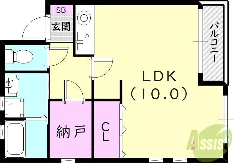 西宮市能登町のマンションの間取り