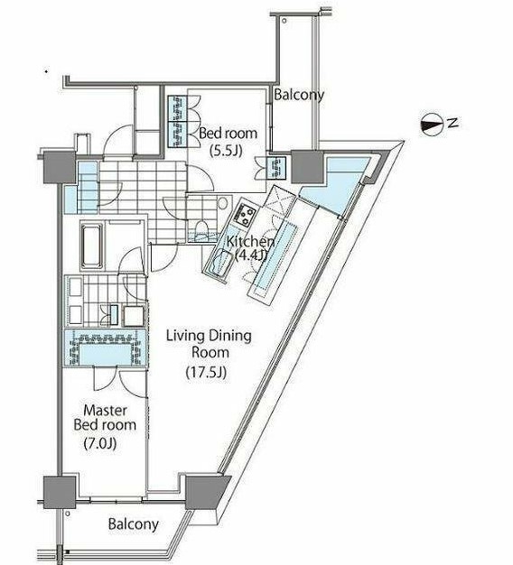 新宿区新宿のマンションの間取り