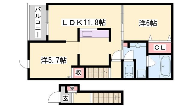 ブロード・マインデッドＡの間取り