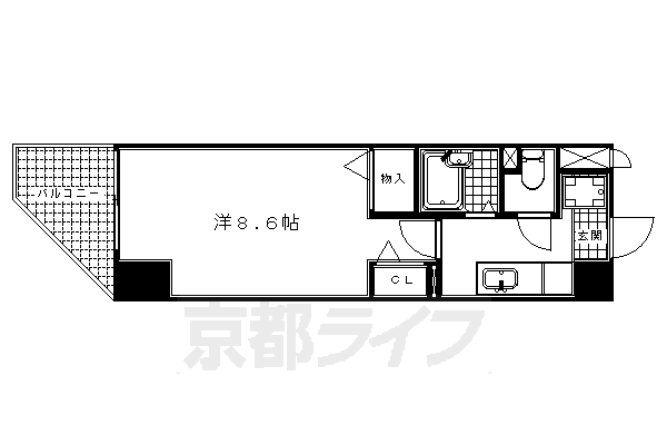 京都市下京区材木町のマンションの間取り