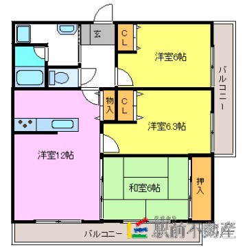 小郡市小郡のマンションの間取り