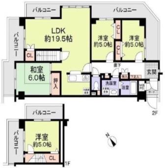 神戸市垂水区塩屋北町のマンションの間取り