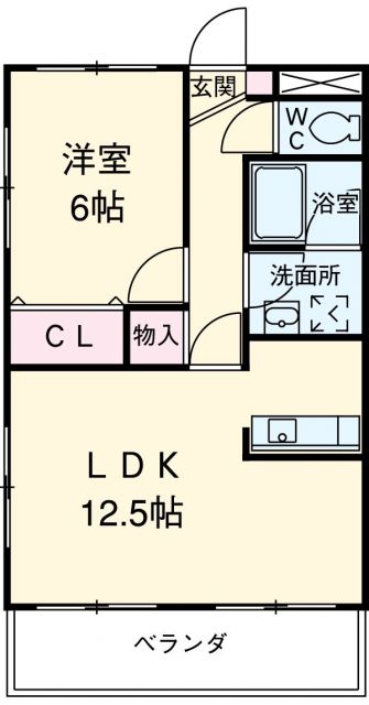 春日井市明知町のアパートの間取り