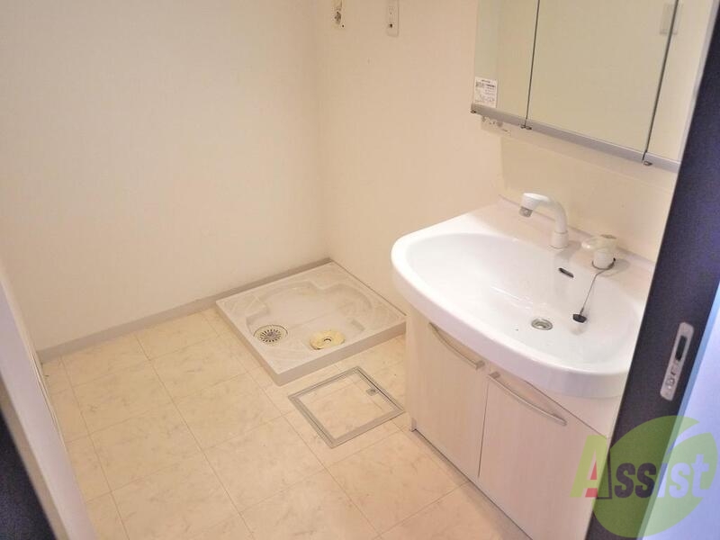 洗面設備　忙しい朝に活躍するシャンプードレッサー付きでございます。