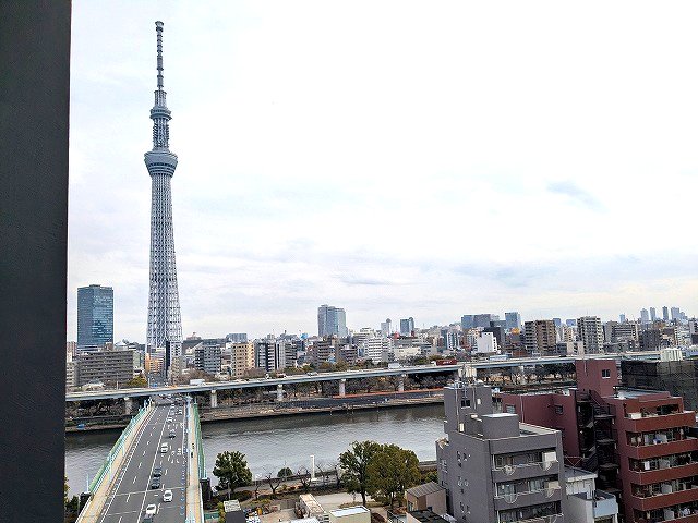 眺望　12F、バルコニーからスカイツリー隅田川花火見えます