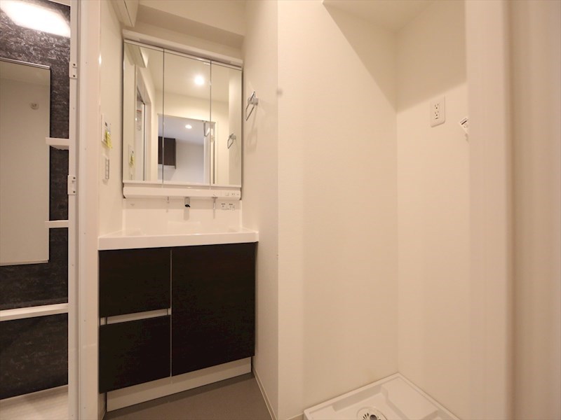 洗面設備　脱衣所　独立洗面台（シャンプードレッサー付）収納スペース有