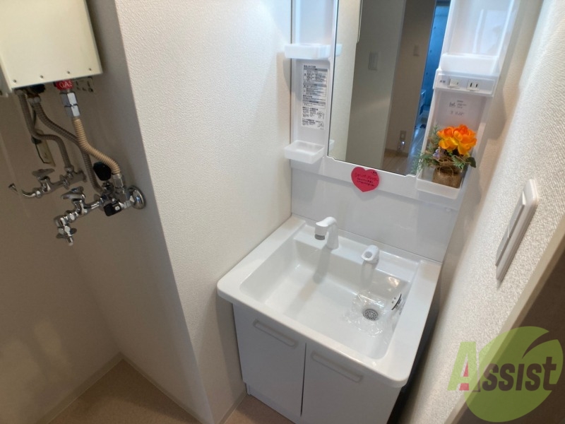 洗面設備　シャンプードレッサー。身支度はここでばっちりですね。