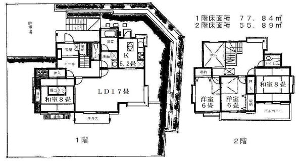 仙台市地下鉄南北線 富沢駅 2階建 築36年の間取り写真