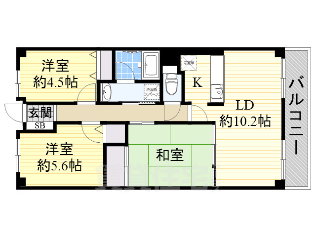 阪急京都線 茨木市駅 徒歩10分 4階建 築32年の間取り写真